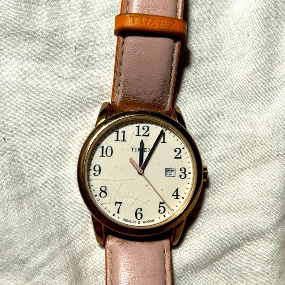Timex gold leather rose